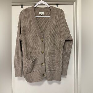 Aerie oversized knit cardigan - pockets, size S - tan
